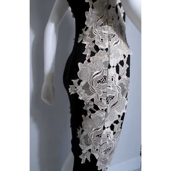 AX Paris Black Bodycon w/ Cream Lace Panel - Picture 7 of 16